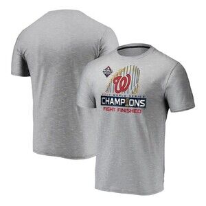 New Washington Nationals Fanatics 2019 World Series Champs Men Gray T-shirt Sz M